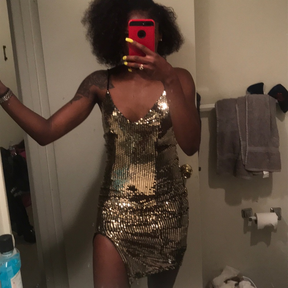 Gold sequin dress